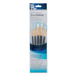 Princeton Real Value Brush Set - 9136, White Taklon, Short Handle, Set of 5 front of package