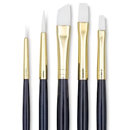 Princeton Real Value Brush Set - 9136, White Taklon, Short Handle, Set of 5