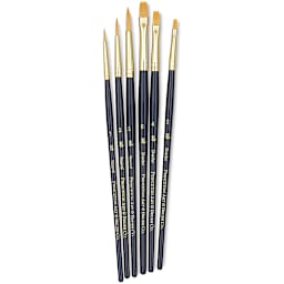 Princeton Real Value Brush Set - 9137, Golden Taklon, Short Handle, Set of 6