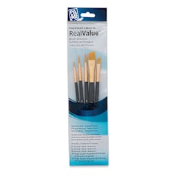 Princeton Real Value Brush Set - 9139, Golden Taklon, Short Handle, Set of 5