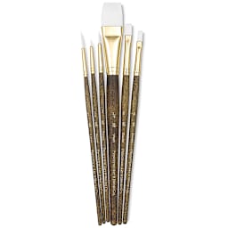 Princeton Real Value Brush Set - 9140, White Taklon, Short Handle, Set of 6