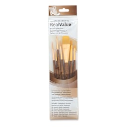 Princeton Real Value Brush Set - 9141, Golden Taklon, Short Handle, Set of 7