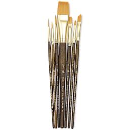 Princeton Real Value Brush Set - 9143, Golden Taklon, Short Handle, Set of 7