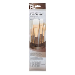 Princeton Real Value Brush Set - 9144, White Taklon, Short Handle, Set of 5 close up