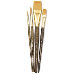 Princeton Real Value Brush Set - 9146, Golden Taklon, Short Handle, Set of 4