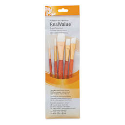 Princeton Real Value Brush Set - 9151, White Taklon, Short Handle, Set of 5 close up