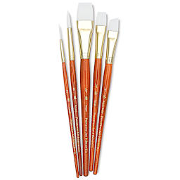 Princeton Real Value Brush Set - 9151, White Taklon, Short Handle, Set of 5