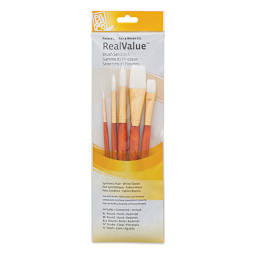 Princeton Real Value Brush Set - 9152, White Taklon, Short Handle, Set of 5 close up