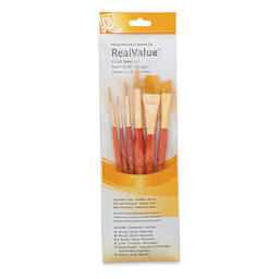 Princeton Real Value Brush Set - 9153, Golden Taklon, Short Handle, Set of 6 close up