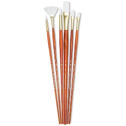 Princeton Real Value Brush Set - 9156, White Taklon, Long Handle, Set of 6