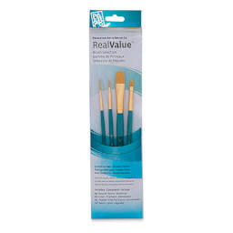 Princeton Real Value Brush Set - 9172, Golden Taklon, Short Handle, Set of 4 front of package