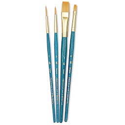 Princeton Real Value Brush Set - 9172, Golden Taklon, Short Handle, Set of 4