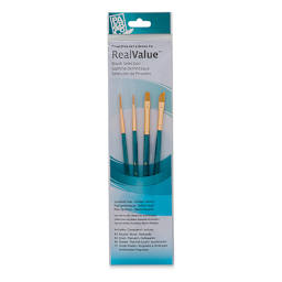 Princeton Real Value Brush Set - 9173, Golden Taklon, Short Handle, Set of 4 front of package