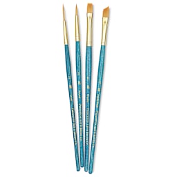 Princeton Real Value Brush Set - 9173, Golden Taklon, Short Handle, Set of 4