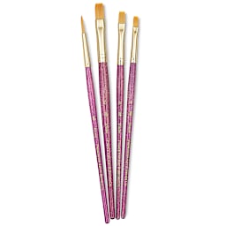 Princeton Real Value Brush Set - 9181, Golden Taklon, Short Handle, Set of 4