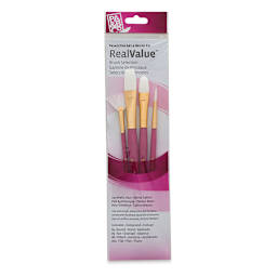Princeton Real Value Brush Set - 9182, White Taklon, Short Handle, Set of 4 front of package