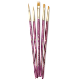 Princeton Real Value Brush Set - 9184, Golden Taklon, Short Handle, Set of 5