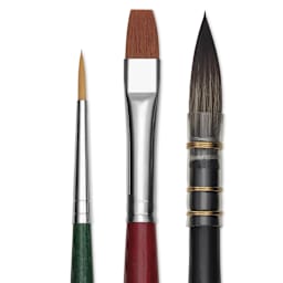 Da Vinci Botanical Art Synthetic Watercolor Brushes - Set of 3, close-up