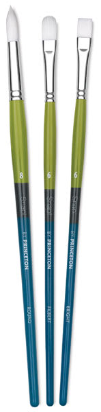 Princeton Snap! White Taklon Brush Set - Long Handle, Set of 3