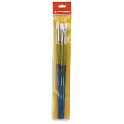 Princeton Snap! White Taklon Brush Set - Long Handle, Set of 3 (in package)