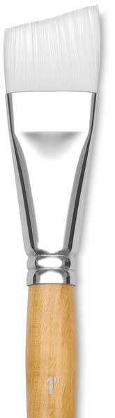 Princeton Snap! White Taklon Brush - Angle Shader, Short Handle, Size 1" (close-up)