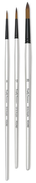 Simply Simmons Synthetic Bristle Brushes - 3 sizes of Round brushes upright
