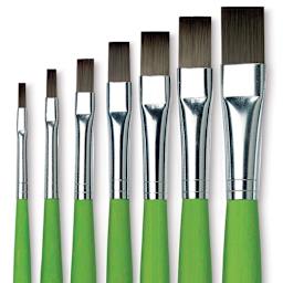 Fit For School & Hobby Brushes - Closeup of seven Flat Brushes
