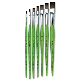 Fit For School & Hobby Brushes - Seven Flat brushes shown upright
