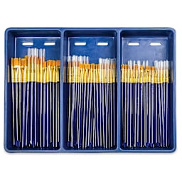 Royal & Langnickel Classroom Assortment - Detail Round/Flat, Golden Taklon, Set of 120