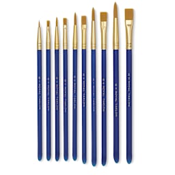 Royal Langnickel Golden Taklon Acrylic Handle Classroom Brush Assortments, Rounds and Flats, Assorted Sizes, Full Brush View