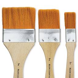 Blick Essentials Value Brush Set - Utility Brushes, Brown Nylon, Set of 3 (close-up of brushes)