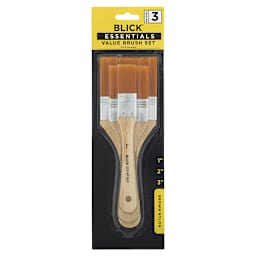 Blick Essentials Brown Nylon Value Brush Set, All Purpose Brushes, Set of 3. In package.