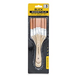 Blick Essentials Value Brush Set - Utility Brushes, Brown Nylon, Set of 3 (in packaging)