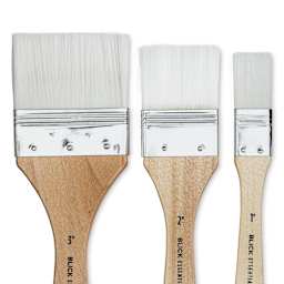 Blick Essentials Value Brush Set - Utility Brushes, White Nylon, Set of 3 (close-up of brushes)