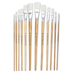 Blick Essentials Value Brush Set - Flat Brushes, White Nylon, Set of 12