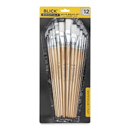 Blick Essentials Value Brush Set - Flat Brushes, White Nylon, Set of 12 (in packaging)
