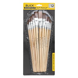 Blick Essentials Brown Nylon Value Brush Set Flat Brushes, Brown Nylon, Set of 12. In package.