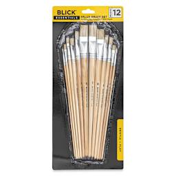 Blick Essentials Value Brush Set - Flat Brushes, Bristle, Set of 12 (in packaging)