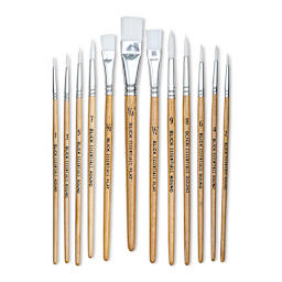 Blick Essentials Value Brush Set - Assorted Brushes, White Nylon, Set of 12