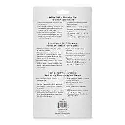 Blick Essentials Value Brush Set - Assorted Brushes, White Nylon, Set of 12 back of package