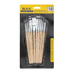 Blick Essentials Value Brush Set - Assorted Brushes, White Nylon, Set of 12 (in packaging)