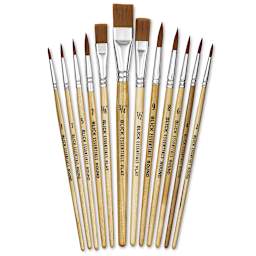 Blick Essentials Value Brush Set - Assorted Brushes, Brown Nylon, Set of 12