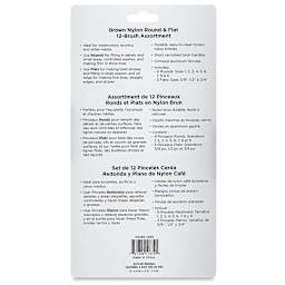 Blick Essentials Value Brush Set - Assorted Brushes, Brown Nylon, Set of 12 back of package