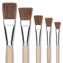 Faux Camel Watercolor Brushes - Closeup of several Flat brushes