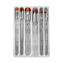 Royal & Langnickel Clear Choice Taklon Brushes Value Sets - 24 pc Flats and Rounds Set in tray