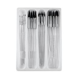 Clear Choice Soft Natural Hair Brushes Value Sets - 24 pc Rounds shown in storage tray