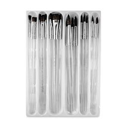 Clear Choice Soft Natural Hair Brushes Value Sets - 24 pc Flats and Rounds shown in storage tray