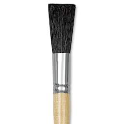 Dynasty Red-Letter Black Bristle Brush - Oval Sash, Long Handle, Size 4 close up