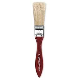 Dynasty Red-Letter White Bristle Brush - Extra Long Flat, Long Handle, Size 1"