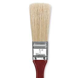 Dynasty Red-Letter White Bristle Brush - Extra Long Flat, Long Handle, Size 1" close up